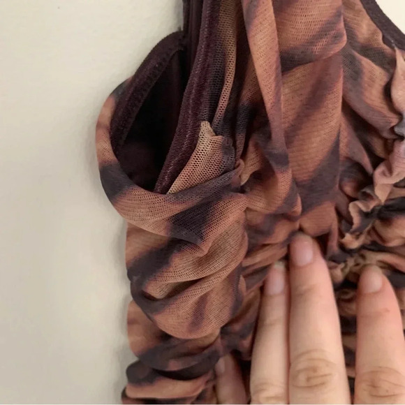 Urban Outfitters Leopard  Print Ruched Mini Dress L - Picture 6 of 9